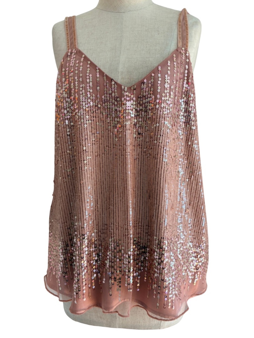 VTG Style Y2K White House black market sparkle sequin pink velvet satin top m